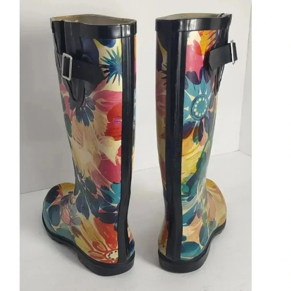 Drench Womens Rain Boots Floral Size 6 Nomad Water Color - Picture 4 of 7
